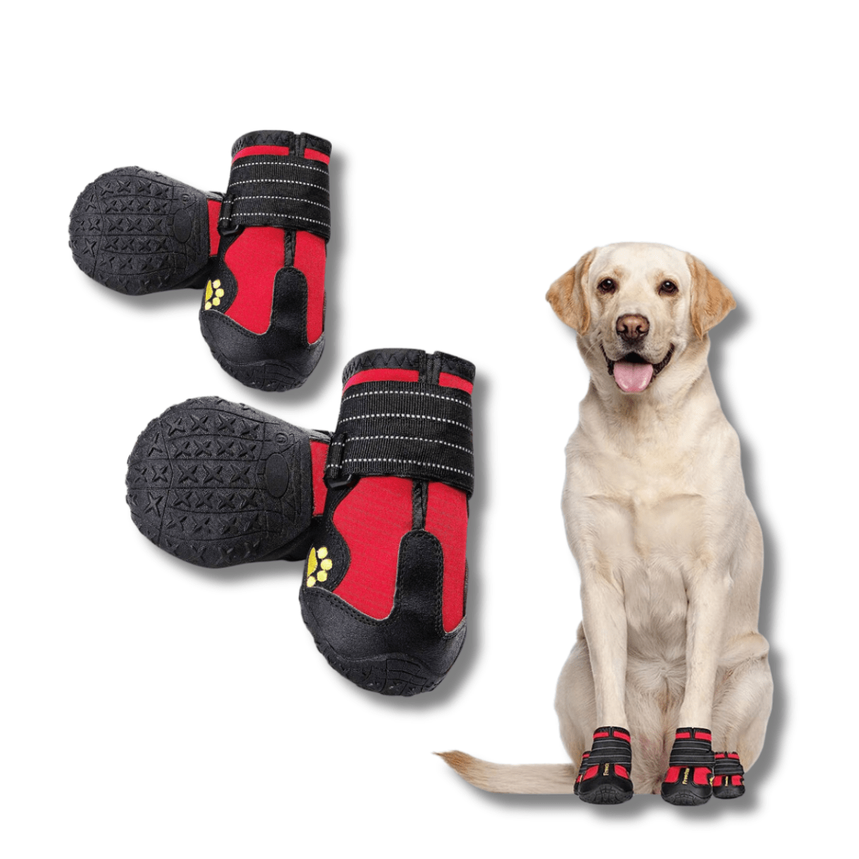 Dog Boots Waterproof PU Leather Rubber Sole Set of 4 Outdoor Paw Protector Dog Shoes Mud Snow Rain Hiking Small Medium Large | Koossa