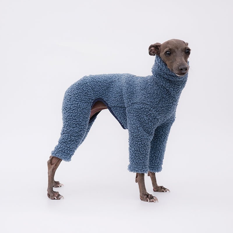 Dog Teddy Fleece Jumpsuit Polyester Full Body Onesie Italian Greyhound Whippet Plush Warm Dog Suit Winter Blue XS–2XL | Koossa